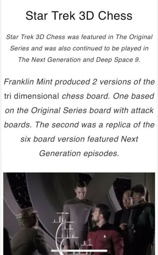 RARE Franklin Star Trek NEXT GENERATION Tridimensional Chess 3D NO BOARD (s) 2