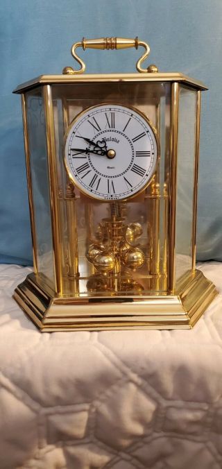Vintage Bulova Brass Quartz Anniversary Mantle Clock Made In Germany Rare