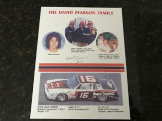 Rare David Pearson Hand Signed Pearson Family Postcard