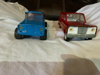 Vintage Metal Mighty Tonka Car Carrier w 2 Jeeps and Rare Late 60 ' s 6