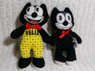 Rare Felix The Cat Mini Plush Toy Approx 5 " Set Of 2 Stuffed Toys Black Vintage
