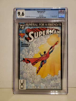Superman 77 3rd Printing Cgc 9.  6 Dc Universe Logo Funeral For A Friend Rare