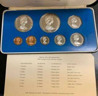 Rare 1981 Solomon Islands Uncirculated Proof Set (8 - Coins) - Box And Papers