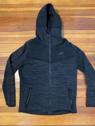 Men’s Nike Tech Knit Windrunner Hoodie Jacket Black Size M Rare Nsw Sportswear
