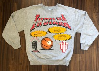 Vintage 1981 Indiana Hoosiers Men’s Sz Lg Double Sided Graphic Made In Usa Rare