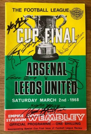 Rare Multi Signed 1968 League Cup Programme Leeds United Autograph Utd