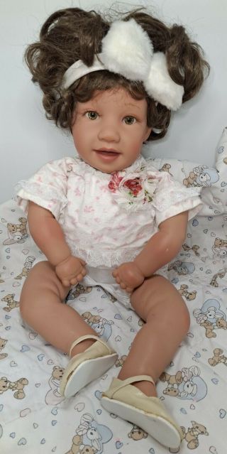 Rare Pat Secrist Jilly Bean Toddler Baby Doll With Bro Hair & Brown Eyes 4.  5 Lbs