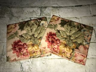 Rare Vintage Ralph Lauren Sussex Garden Cotton - Sateen Pair Std Pillowcases