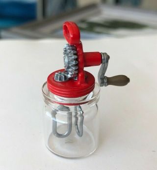 Vintage Bodo Hennig Glass Hand Mixer Dollhouse Miniature 1:12 Red Rare