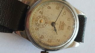 Vintage Rare Swiss Made Watch Lanco 15 Jewels Rubis Military Wwii Revue Gt Mvt
