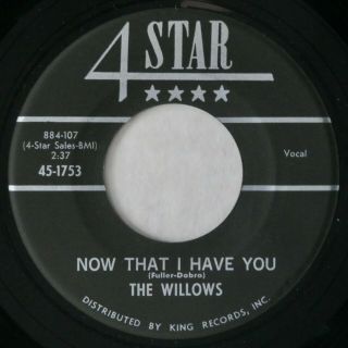 4 Star 1753 Willows Orig Rare R&b Doo Wop 45 Near Now That I Have You