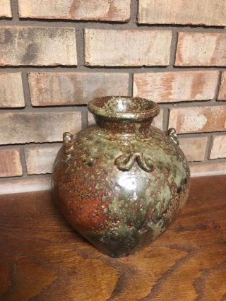 Rare Art Pottery Ceramic Stoneware Ash Glaze Brutalist Jug Vase Signed A Aerni ?