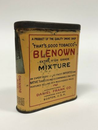 Rare Vtg Blenown Mixture Tobacco Pocket Tin Tax Stamps Daniel Frank Boston,  Mass