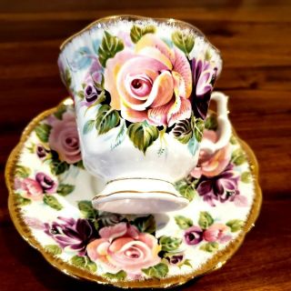 Rare Royal Albert Summer Bounty Series Amethyst Coffee,  Tea Cup And Saucer