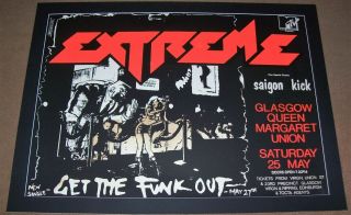 Extreme Rare Concert Poster Saturday 25th May 1990 Queen Margaret Union Glasgow