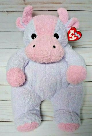 12” 2000 Ty Moocowbaby Moo Cow Baby Rattle Stuffed Plush W/tag - Retired Rare