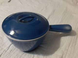 Vintage Le Creuset Blue Fondue Pot W/lid Cast Iron France Rare Very Good