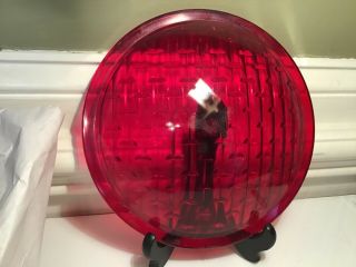 Vintage Kopp Glass Red Traffic Light Lens Rr Rail Road 8 - 3/8 " Signal Rare