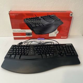 Microsoft Natural Keyboard Elite Ku - 0045 Black Ergonomic Keyboard Rare Ps/2 Usb