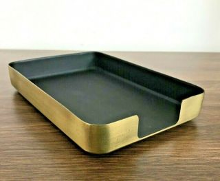 Vintage Knoll Extra Brass Notepad Paper Tray Rounded Edges Rare Knollextra