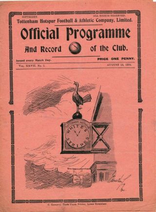 Rare Pre - Ww2 War Football Programme Tottenham Hotspur Public Practice Match 1934