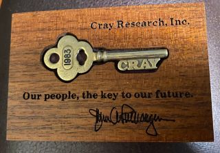 Cray Research,  Inc.  Employee Gift 1983 Wood 4 " X 3 " Rare