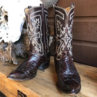 Vintage Tony Lama Alligator Crocodile Belly Cut Exotic Rare Cowboy Boots 10.  5
