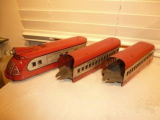 Rare British Marx O - Gauge Train 3 - Piece M10000 Articulated Passenger Set