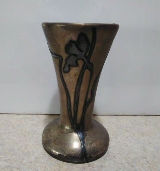Rare Antique Heintz Sterling Over Bronze Art Nouveau Vase 3670