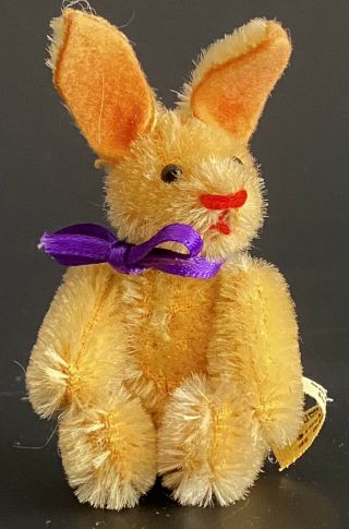 Rare Vintage Schuco Miniature Mohair Bunny Rabbit 3.  5 " Fully Jointed