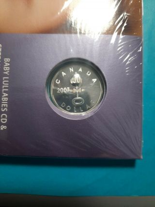 Rare 2007 Canada Baby Cd & Sterling Silver Dollar Set Baby Rattle Coin