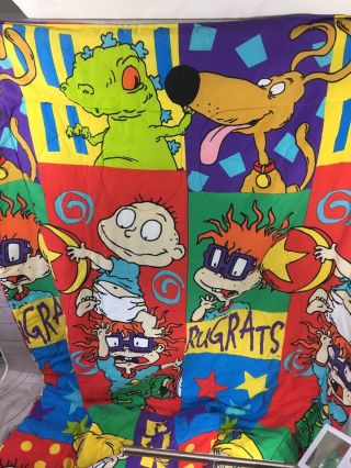 Vtg 1996 Rugrats Twin Size Comforter Blanket Double Sided Nickelodeon Rare