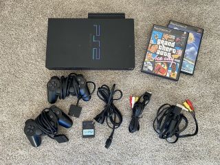“rare Chipped” Sony Playstation 2 Ps2 Console System Complete 2 Controllers Game