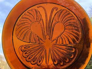 Rare 1965 Blenko Art Glass 8.  5” Suncatcher Honey Amber Butterfly 65c Sun Catcher