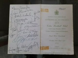 Rare Celtic Football Club 1970 Autographs Jock Stein Jimmy Johnstone Chalmers