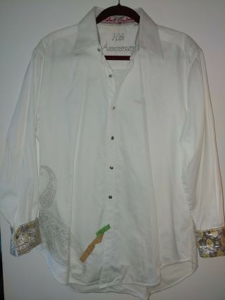 Robert Graham 10 Year Anniversary White Button Long Sleeve Shirt.  Rare.  Size Lg.