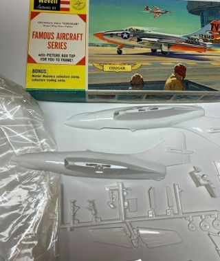 Rare,  Vintage,  1/55 Scale,  Revell F9f - 8 Cougar,  Fas,  W/ Collector Cards,  1961