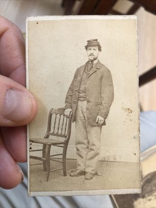 Rare Cdv Civil War Soldier Photo Id’d As William Greenwood 49th Ny Volunteers