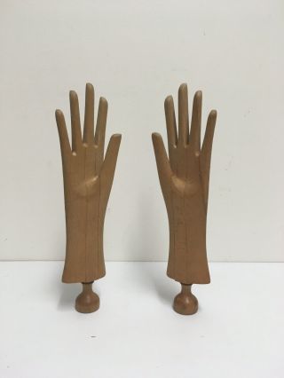 Rare Antique Treen Glove Lasts Stretchers Wooden Hand Forms