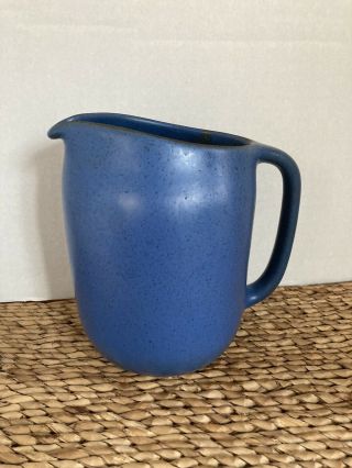 Vintage Heath Ceramics 6.  5” Pottery Pitcher Rare Blue Color