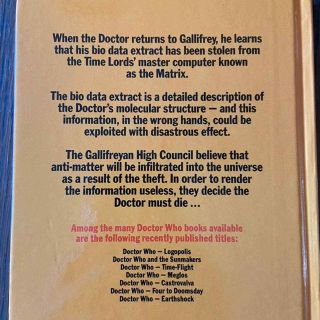 Rare Doctor Who Arc Of Infinity Hardcover Book 1983