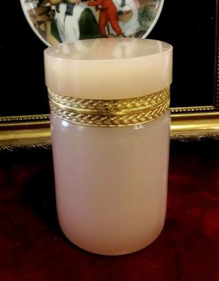 Vintage Antique Rare French Royal Light Pink Opaline Box.  Wow