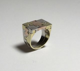 „ The Omg Puzzle Ring „ A Rare Vintage Designer Sterling Silver Puzzle Ring