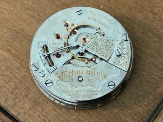 Rare 1902 Elgin 18s 21j 252 Father Time Pocket Watch Movement Near Runs