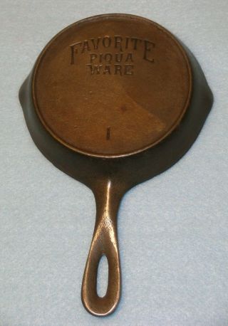 Rare Antique Favorite Piqua Ware 1 Miniature Cast Iron Frying Pan W/ Heat Ring