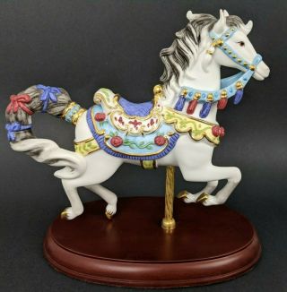 Rare 2005 Lenox Carousel Horse Figurine Rose Jumper Limited Edition On Wood Base