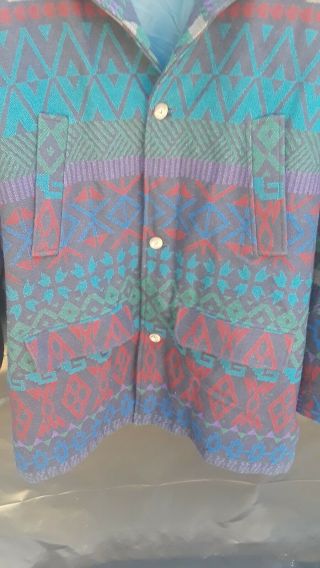 RARE BIGBOY 2X 3X TALL Vintage PENDLETON Wool Western AZTEC Blanket Coat USA 3