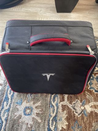 Quality Tesla Storage Bag/tote With Red Trim Rare With Embroidery