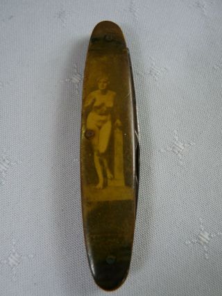 Vintage Antique Pocket Knife Germany Nude Woman Photos Pictures - 2 Blades Rare
