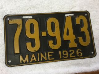 Rare 1926 Vintage Maine - All License Plate.  79 - 943